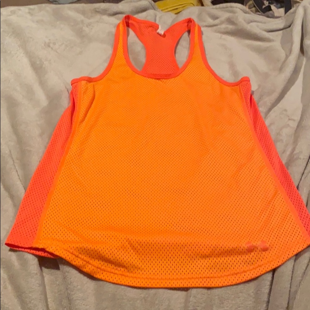 Orange under armor workout tank